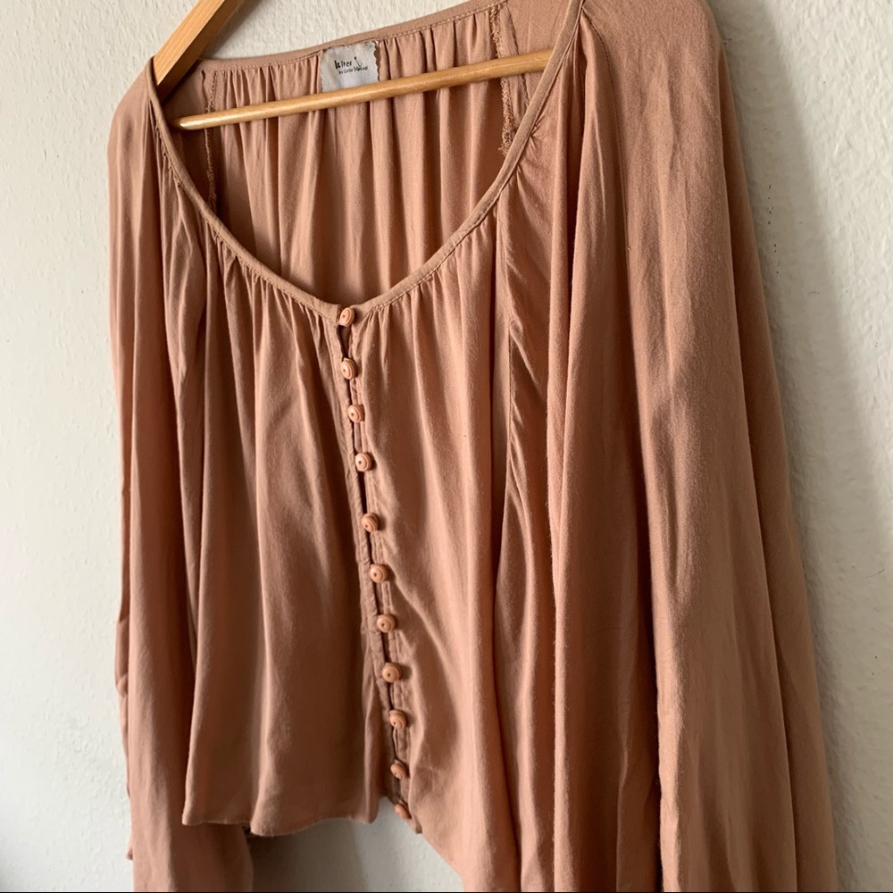 Boho Blush Pink Floral Lace Peasant Blouse main image 0